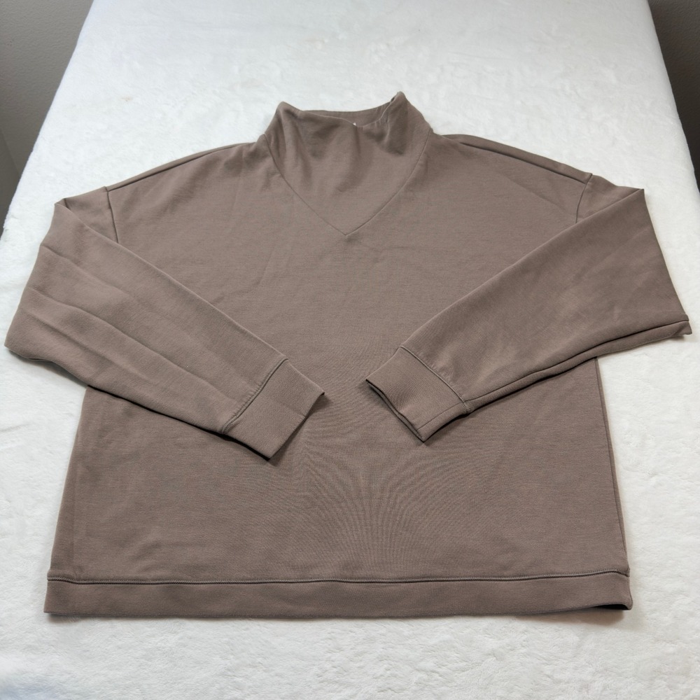 Yogalicious Scuba Loungeful Pullover Womens Size M Brown Good Mock Neck LFY93718